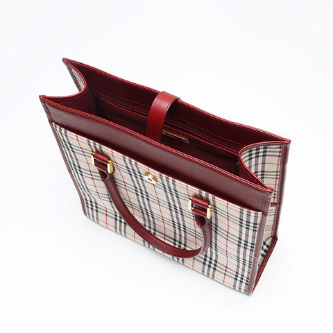 BURBERRY Nova check canvas x leather Handbag beige WS13455