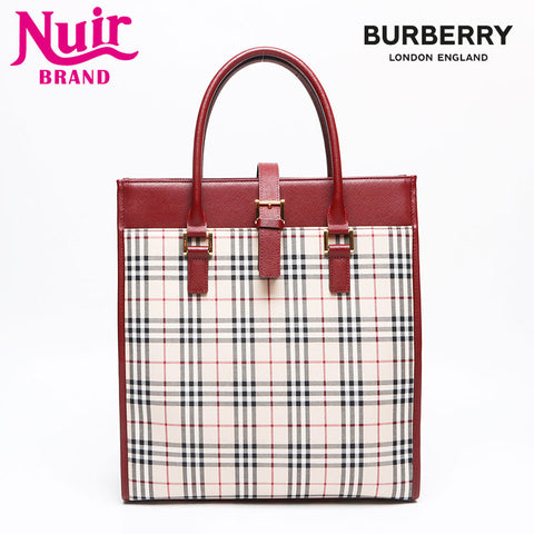 バーバリー BURBERRY ノバチェック キャンバス×レザー ハンドバッグ ベージュ WS13455