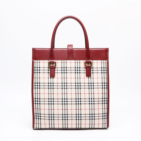 BURBERRY Nova check canvas x leather Handbag beige WS13455