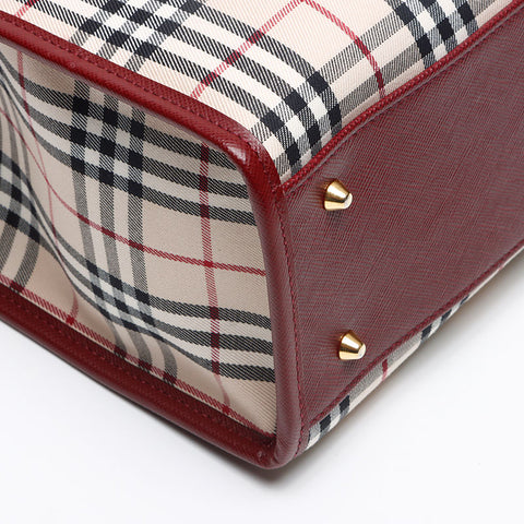BURBERRY Nova check canvas x leather Handbag beige WS13455