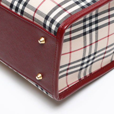 BURBERRY Nova check canvas x leather Handbag beige WS13455
