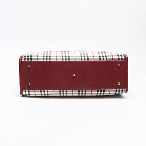BURBERRY Nova check canvas x leather Handbag beige WS13455