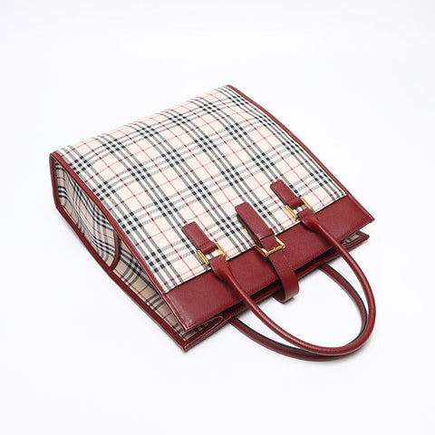 BURBERRY Nova check canvas x leather Handbag beige WS13455