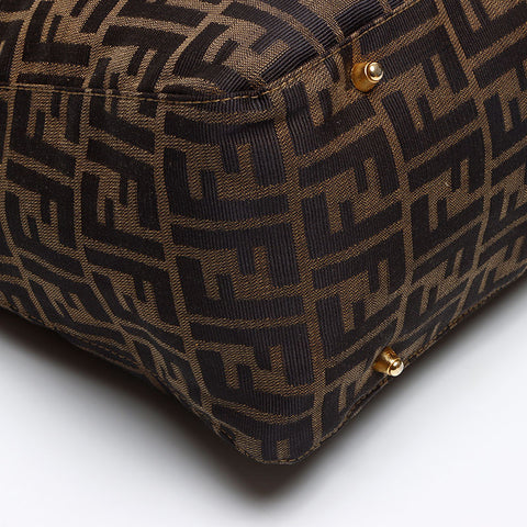 フェンディ FENDI トートバッグ ズッカ柄 レザーハンドル トートバッグ ブラウン WS13461