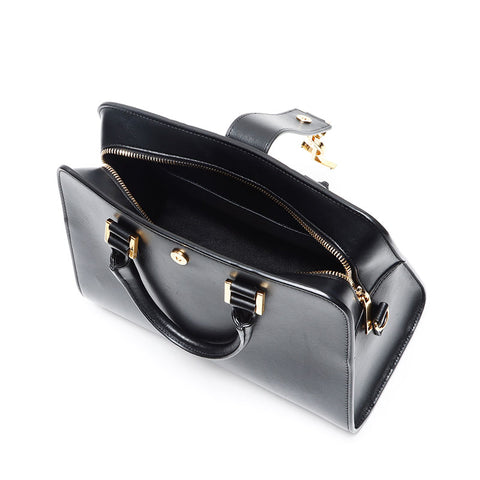 YVES SAINT LAURENT Baby Cabas Calf Leather Small 2WAY Shoulder Bag Handbag black WS13464