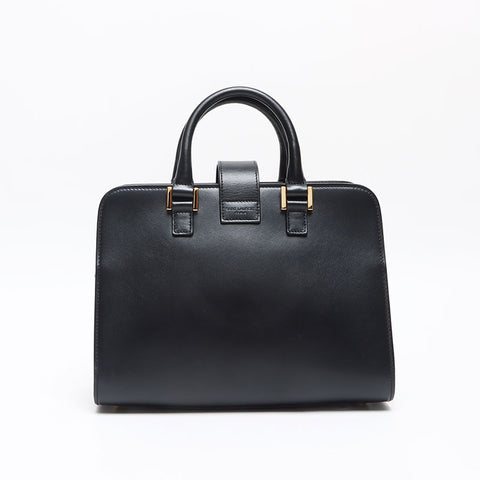 YVES SAINT LAURENT Baby Cabas Calf Leather Small 2WAY Shoulder Bag Handbag black WS13464
