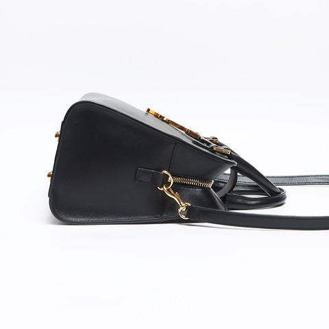 YVES SAINT LAURENT Baby Cabas Calf Leather Small 2WAY Shoulder Bag Handbag black WS13464