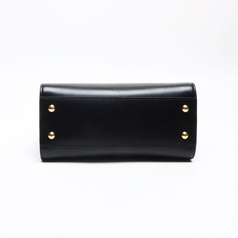 YVES SAINT LAURENT Baby Cabas Calf Leather Small 2WAY Shoulder Bag Handbag black WS13464