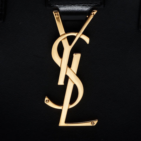 YVES SAINT LAURENT Baby Cabas Calf Leather Small 2WAY Shoulder Bag Handbag black WS13464