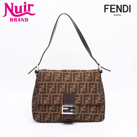 フェンディ FENDI マンマバケット ズッカ柄 レザー ショルダーバッグ ブラウン WS13466