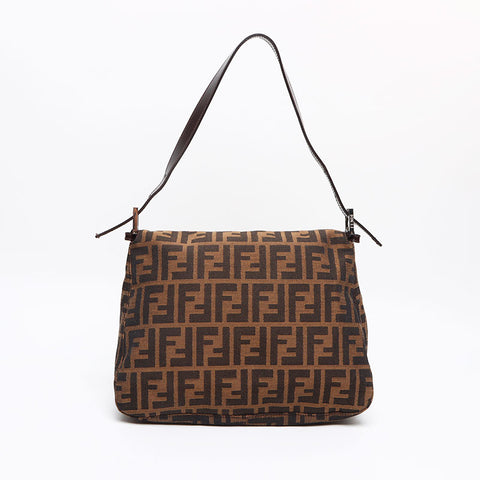 フェンディ FENDI マンマバケット ズッカ柄 レザー ショルダーバッグ ブラウン WS13466
