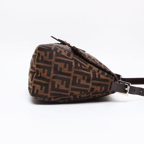 フェンディ FENDI マンマバケット ズッカ柄 レザー ショルダーバッグ ブラウン WS13466