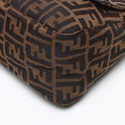 フェンディ FENDI マンマバケット ズッカ柄 レザー ショルダーバッグ ブラウン WS13466