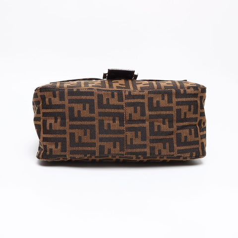 フェンディ FENDI マンマバケット ズッカ柄 レザー ショルダーバッグ ブラウン WS13466