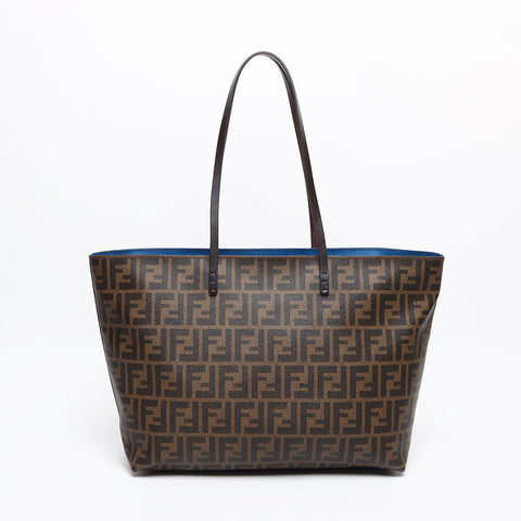 FENDI Zucca Pattern Roll Bag Tote Bag Brown WS13470