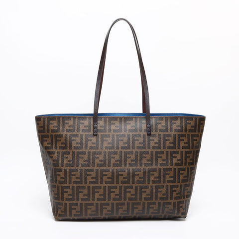 FENDI Zucca Pattern Roll Bag Tote Bag Brown WS13470