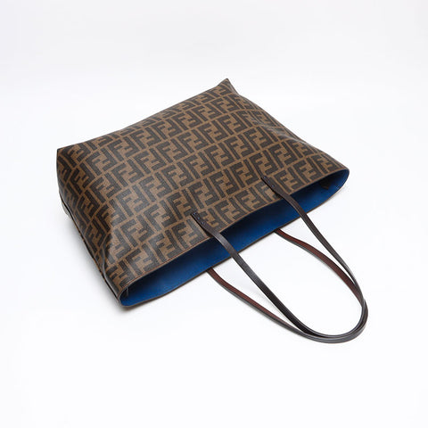 FENDI Zucca Pattern Roll Bag Tote Bag Brown WS13470