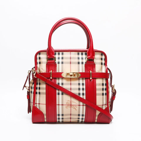 BURBERRY Nova check leather 2WAY Shoulder Bag Brown WS13471