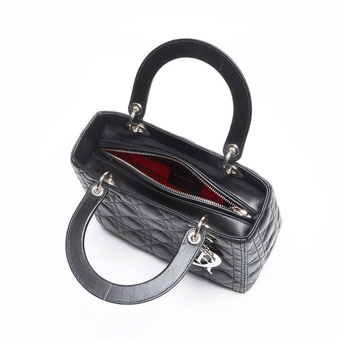 クリスチャンディオール Christian Dior カナージュ レディディオール 2WAY CDロゴ ミディアム ショルダーバッグ ブラック WS13472