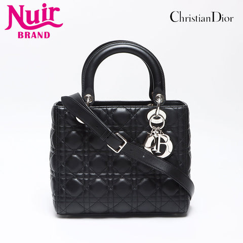 クリスチャンディオール Christian Dior カナージュ レディディオール 2WAY CDロゴ ミディアム ショルダーバッグ ブラック WS13472