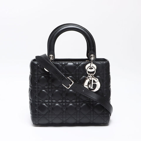 クリスチャンディオール Christian Dior カナージュ レディディオール 2WAY CDロゴ ミディアム ショルダーバッグ ブラック WS13472