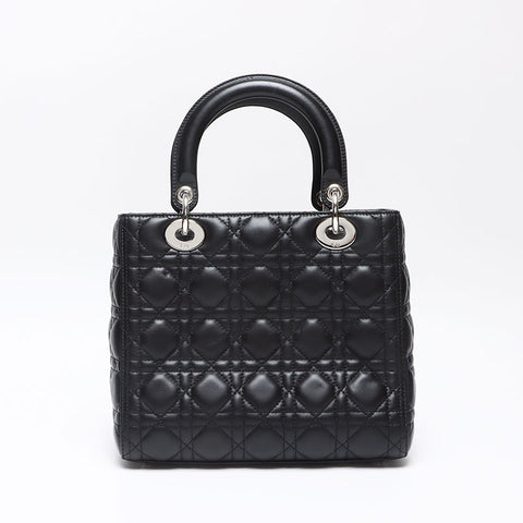 クリスチャンディオール Christian Dior カナージュ レディディオール 2WAY CDロゴ ミディアム ショルダーバッグ ブラック WS13472