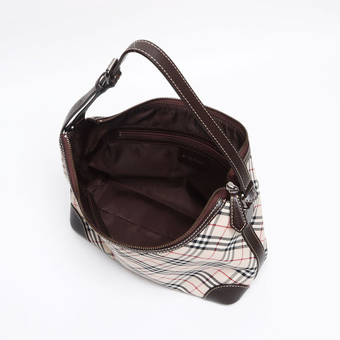 BURBERRY Nova Check Pattern Leather Shoulder Bag beige WS13474