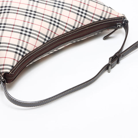 BURBERRY Nova Check Pattern Leather Shoulder Bag beige WS13474