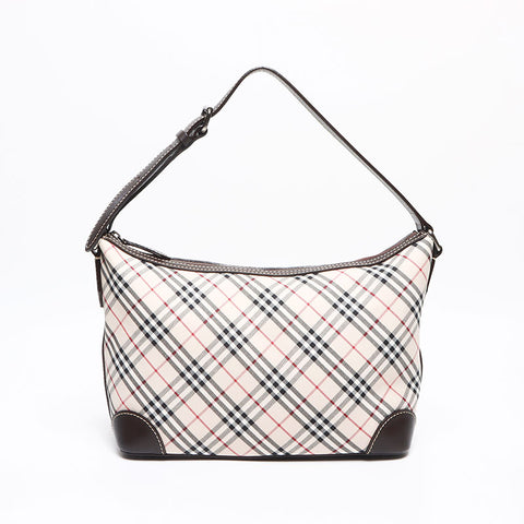 BURBERRY Nova Check Pattern Leather Shoulder Bag beige WS13474