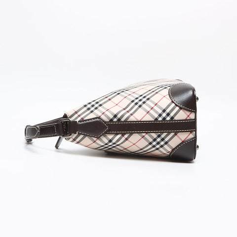 BURBERRY Nova Check Pattern Leather Shoulder Bag beige WS13474