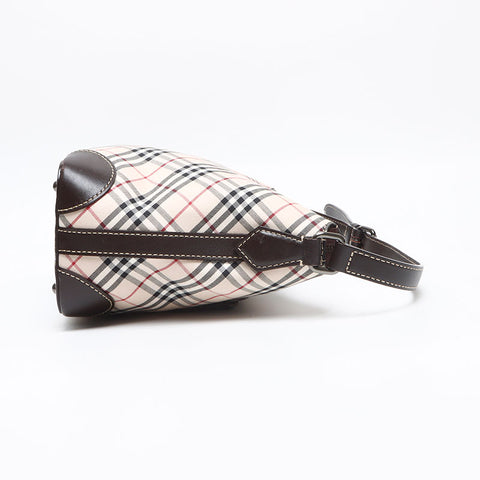 BURBERRY Nova Check Pattern Leather Shoulder Bag beige WS13474