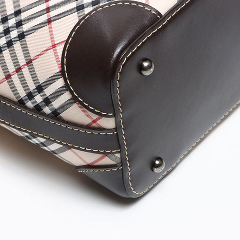 BURBERRY Nova Check Pattern Leather Shoulder Bag beige WS13474