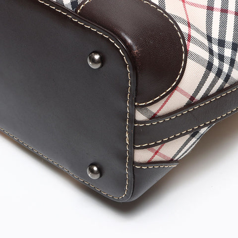 BURBERRY Nova Check Pattern Leather Shoulder Bag beige WS13474