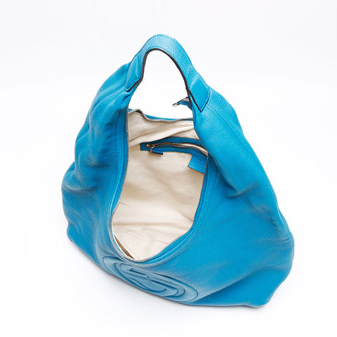 GUCCI Soho Charm G Stitch Fringe One Belt Shoulder Bag blue WS13476