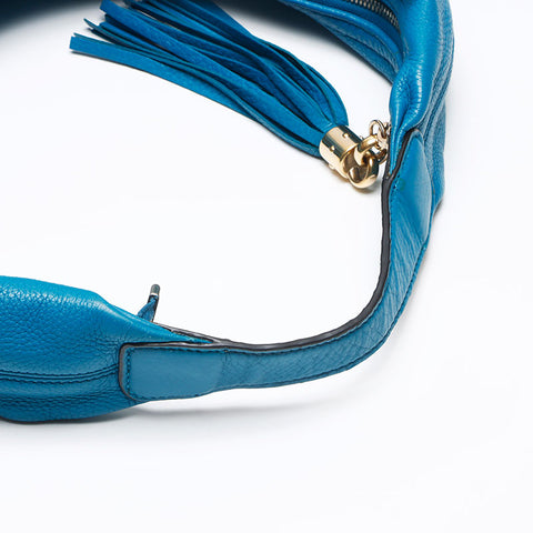 GUCCI Soho Charm G Stitch Fringe One Belt Shoulder Bag blue WS13476