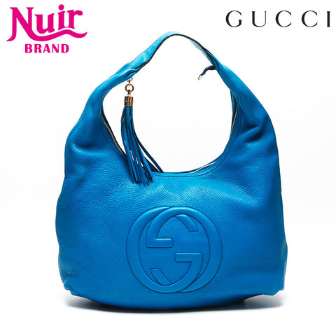 GUCCI Soho Charm G Stitch Fringe One Belt Shoulder Bag blue WS13476
