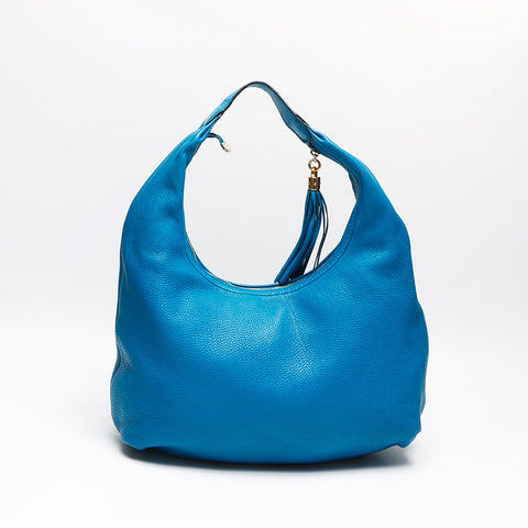 GUCCI Soho Charm G Stitch Fringe One Belt Shoulder Bag blue WS13476