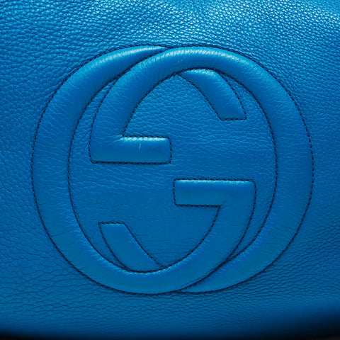 GUCCI Soho Charm G Stitch Fringe One Belt Shoulder Bag blue WS13476