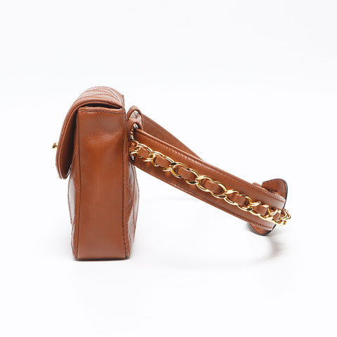CHANEL Waist Bag Lamb Gold Plated COCO Mark Shoulder Bag Brown WS13486