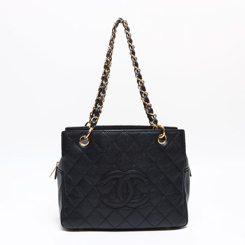 CHANEL No. 11 Caviar PTT Petit Time Restock Tote Bag black WS13487