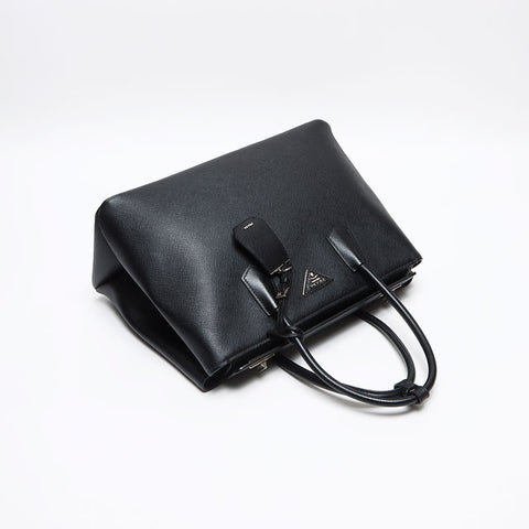 PRADA Saffiano Cuir BN2748 SilverMetal Handbag black WS13492