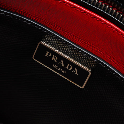 PRADA Saffiano Cuir BN2748 SilverMetal Handbag black WS13492