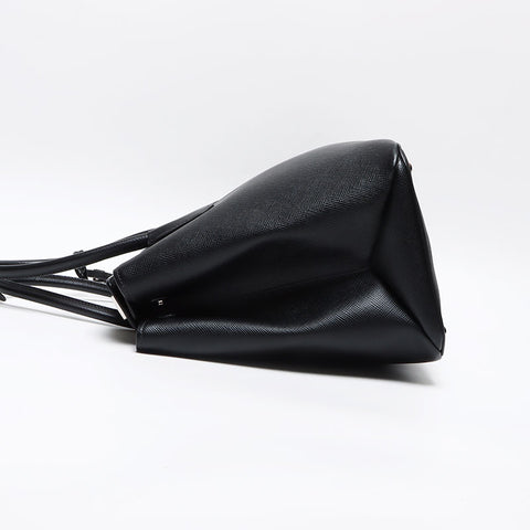 PRADA Saffiano Cuir BN2748 SilverMetal Handbag black WS13492