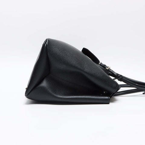 PRADA Saffiano Cuir BN2748 SilverMetal Handbag black WS13492