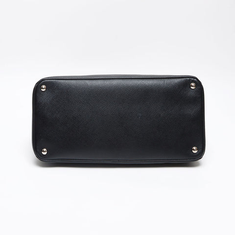 PRADA Saffiano Cuir BN2748 SilverMetal Handbag black WS13492