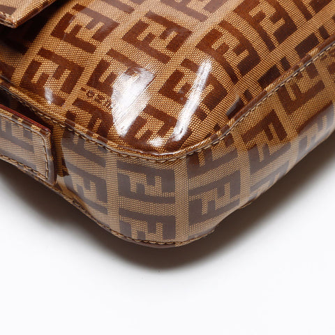 FENDI Zucchino Mamma Bucket Mini Shoulder Bag Brown WS13495