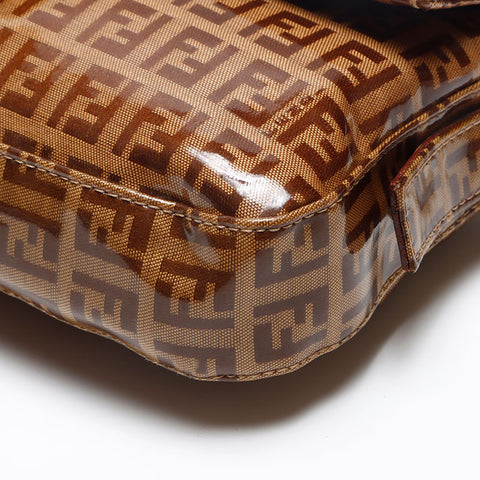 FENDI Zucchino Mamma Bucket Mini Shoulder Bag Brown WS13495