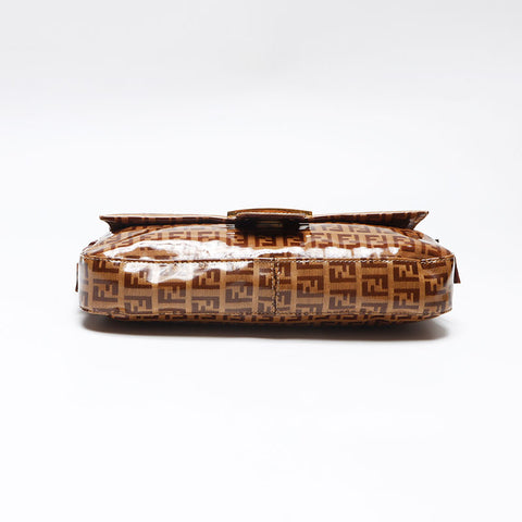 FENDI Zucchino Mamma Bucket Mini Shoulder Bag Brown WS13495