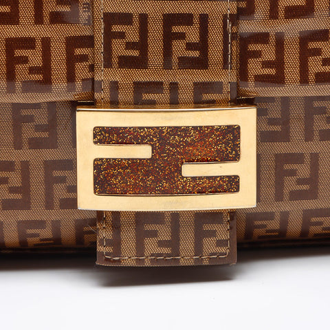 FENDI Zucchino Mamma Bucket Mini Shoulder Bag Brown WS13495
