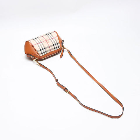 BURBERRY Nova Check Leather x PVC Mini Shoulder Bag beige WS13496